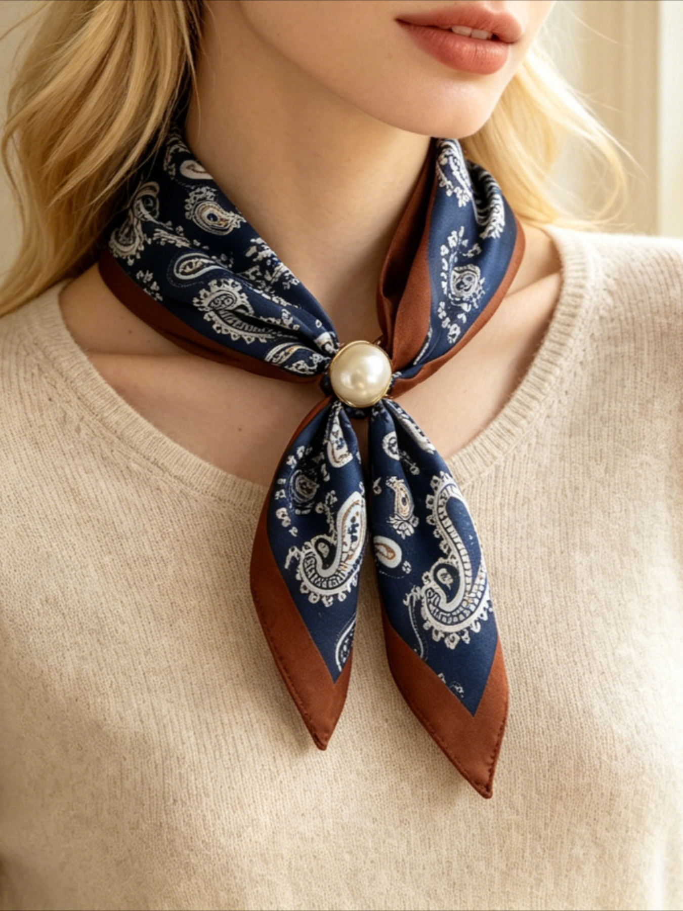 Head Wrap Turban - 1 Women's Vintage Printed Satin Neck