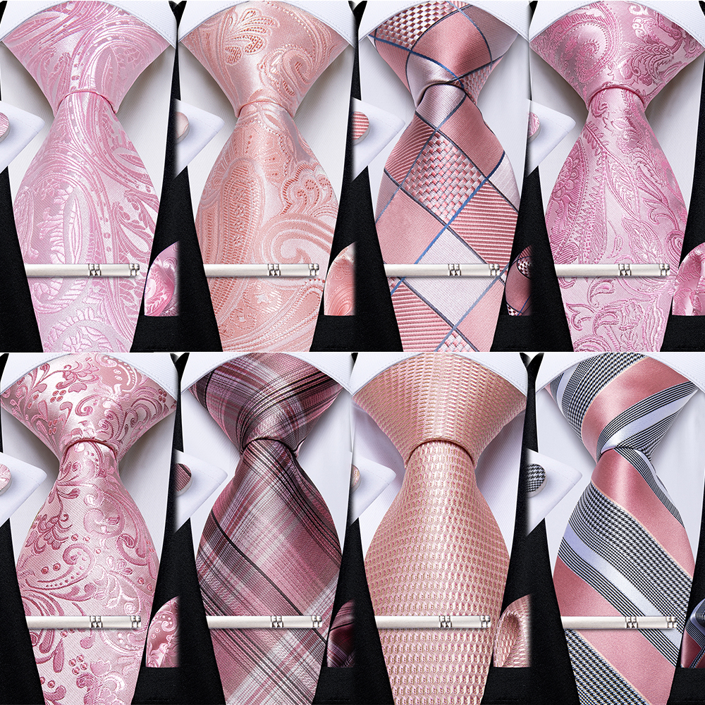 Silk Tie Striped - Pink Striped Floral Solid Paisley 8cm