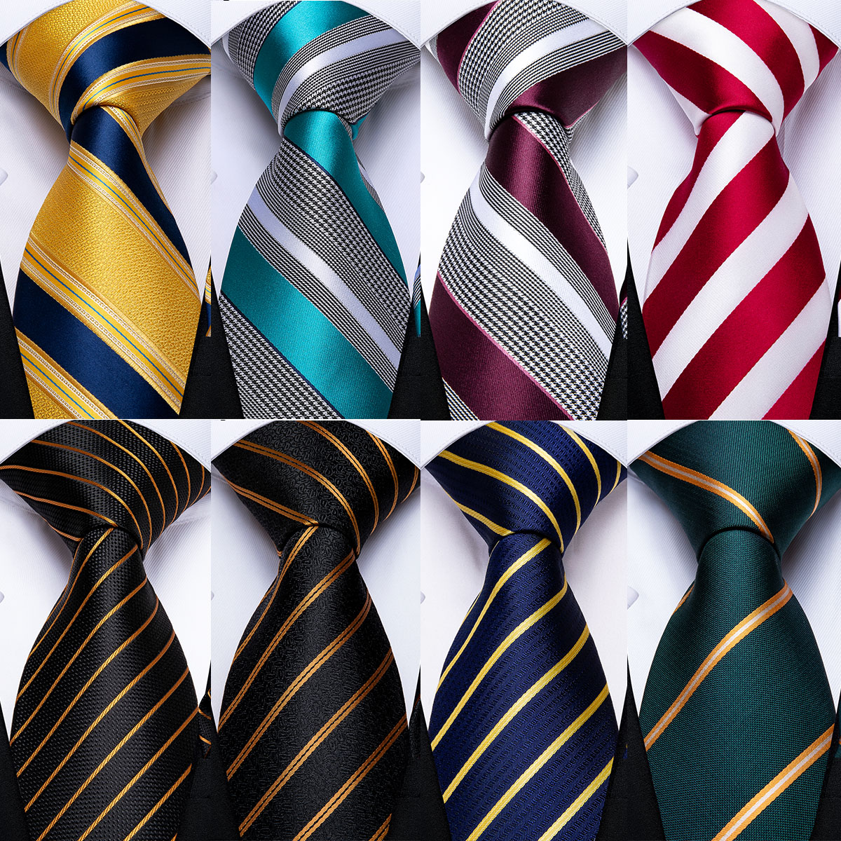 Silk Tie Striped - DiBanGu Designer Mens Wedding Tie Gold