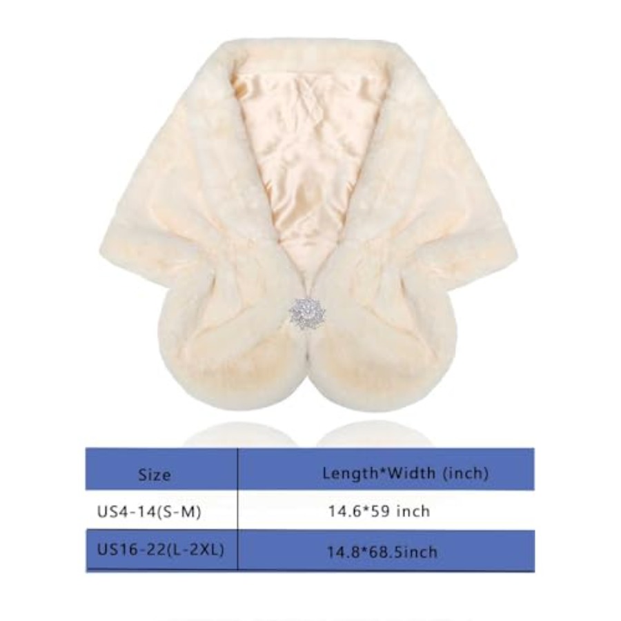 Aukmla Women's Wedding Fur Wra – обзор и цена Stole Wedding Shawl