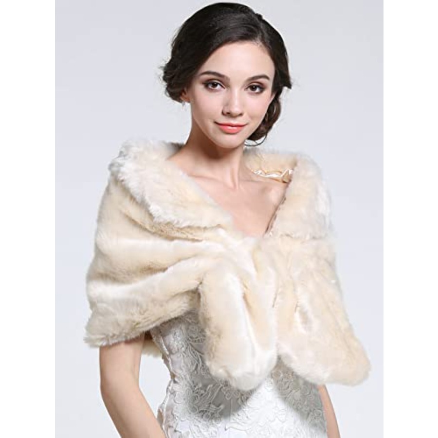 Aukmla Women's Wedding Fur Wra – обзор и цена Stole Wedding Shawl