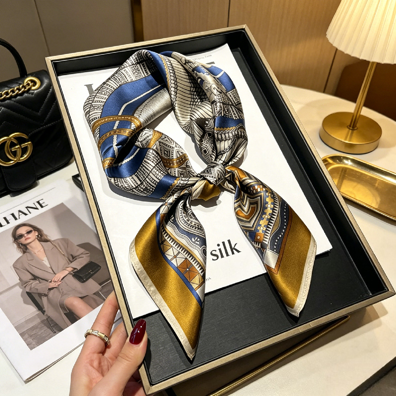 Premium Retro Thin Black Gold  – обзор и цена Scarf Silk Square