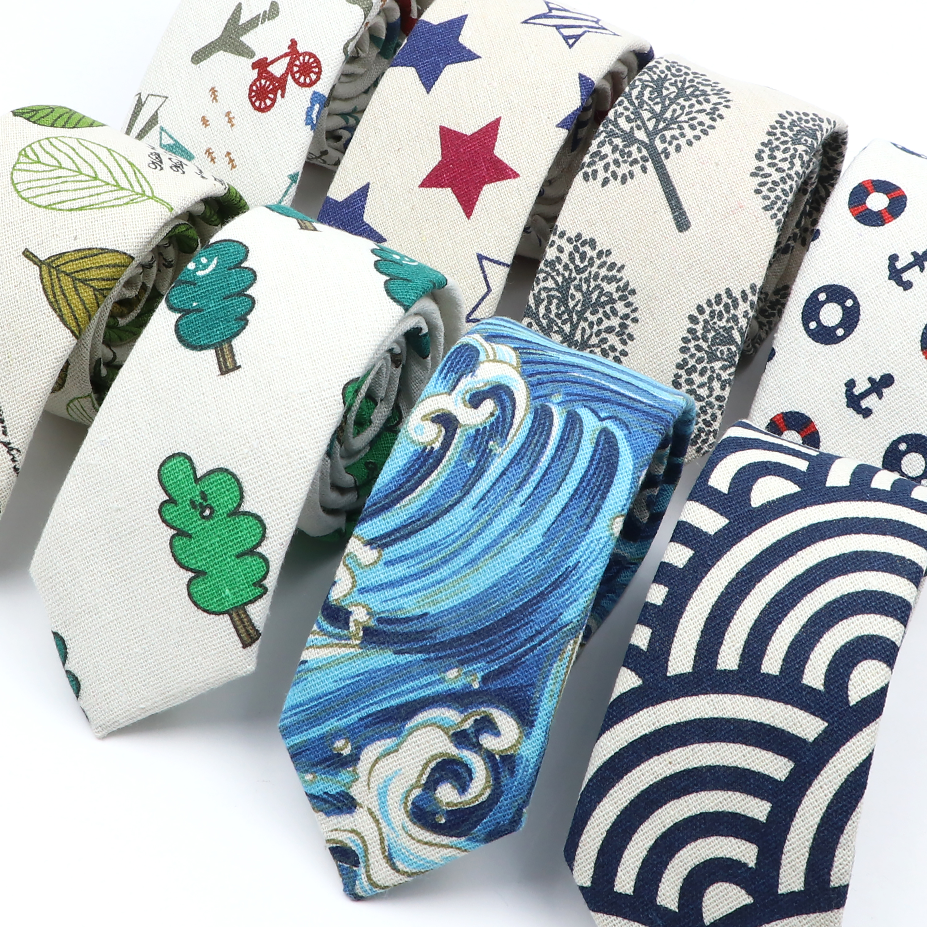 Novelty Cartoon Linen Tie For  – обзор и цена Skinny Tie Men