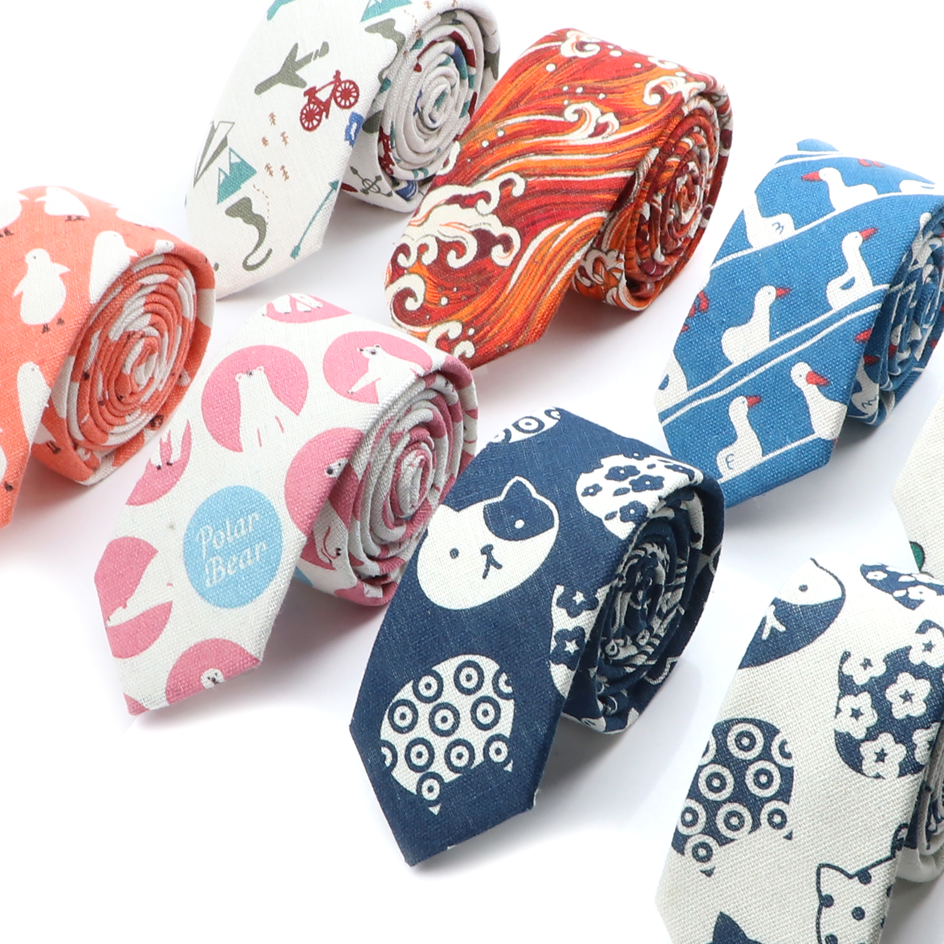 Novelty Cartoon Linen Tie For  – обзор и цена Skinny Tie Men