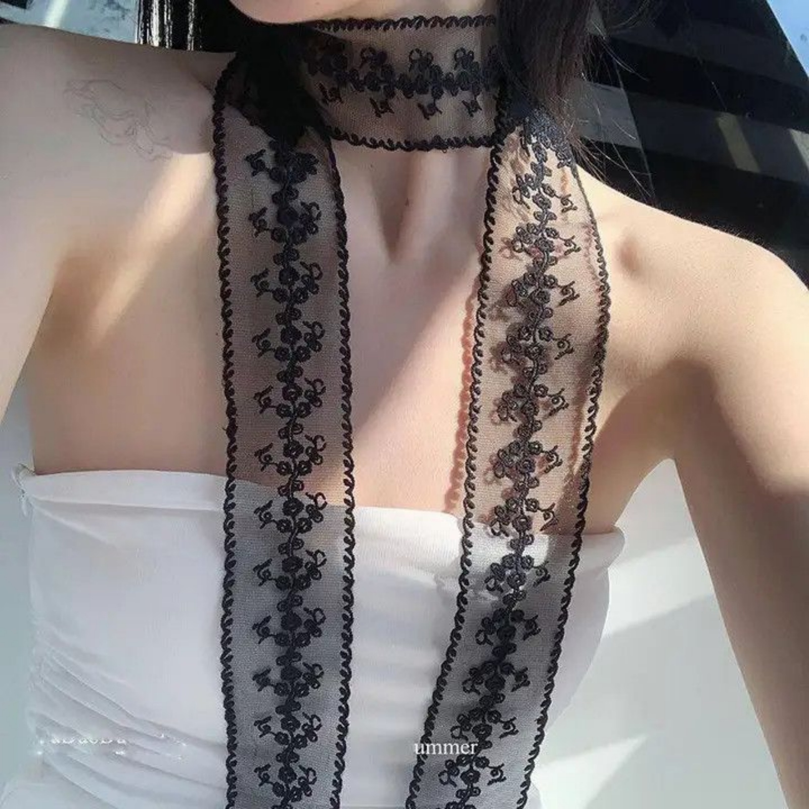 Korean Ins White Lace Ribbon S – обзор и цена Ascot Neck Scarf