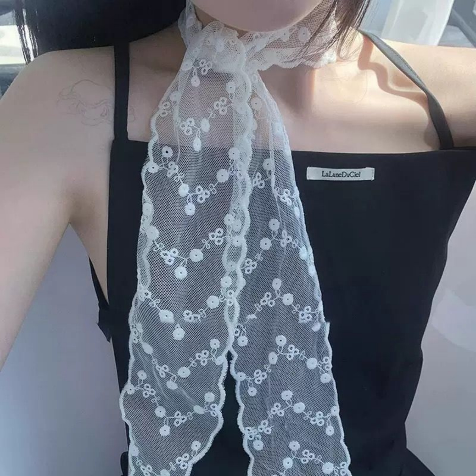 Korean Ins White Lace Ribbon S – обзор и цена Ascot Neck Scarf