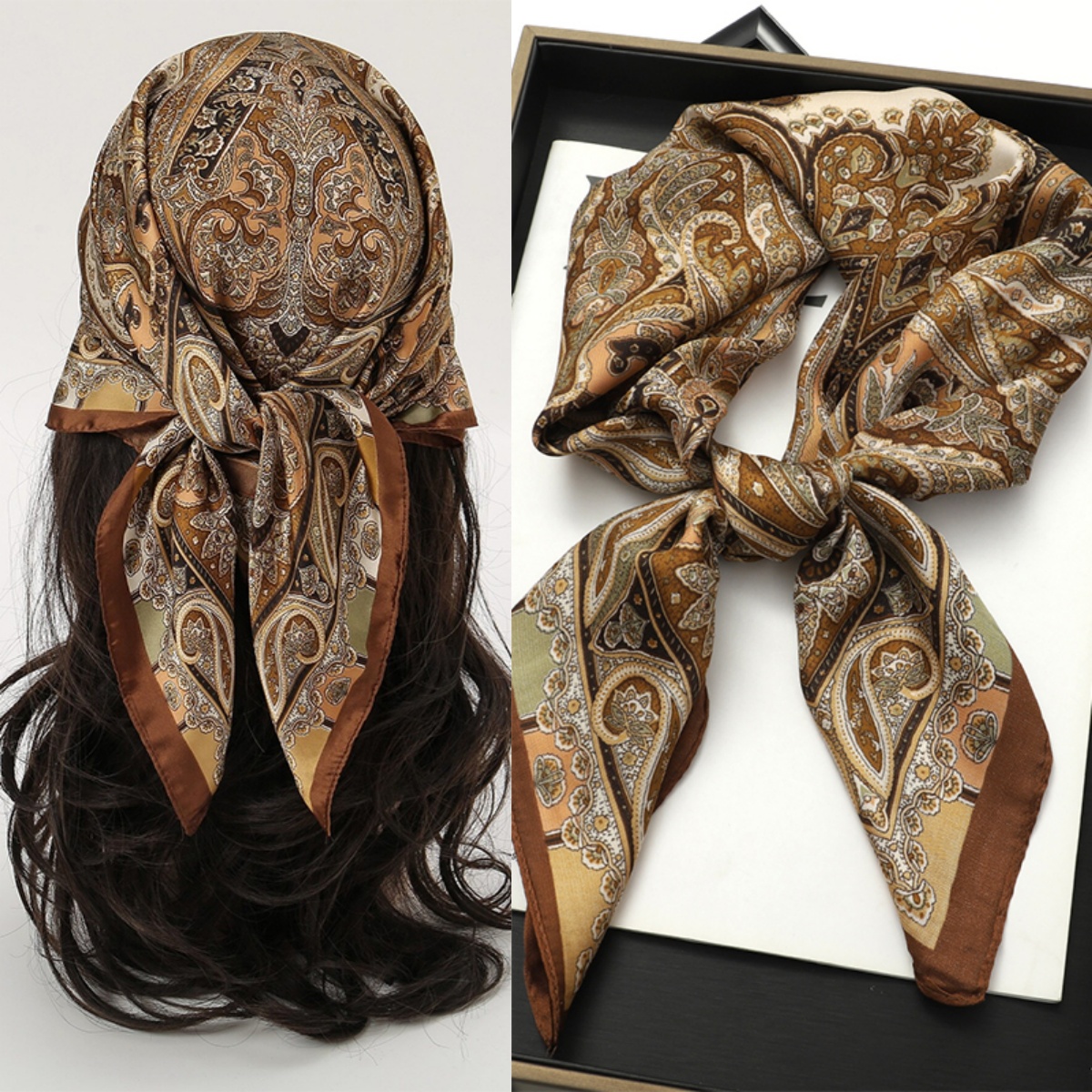 Bohemian Style Print Luxury Br – обзор и цена Silk Neck Scarf