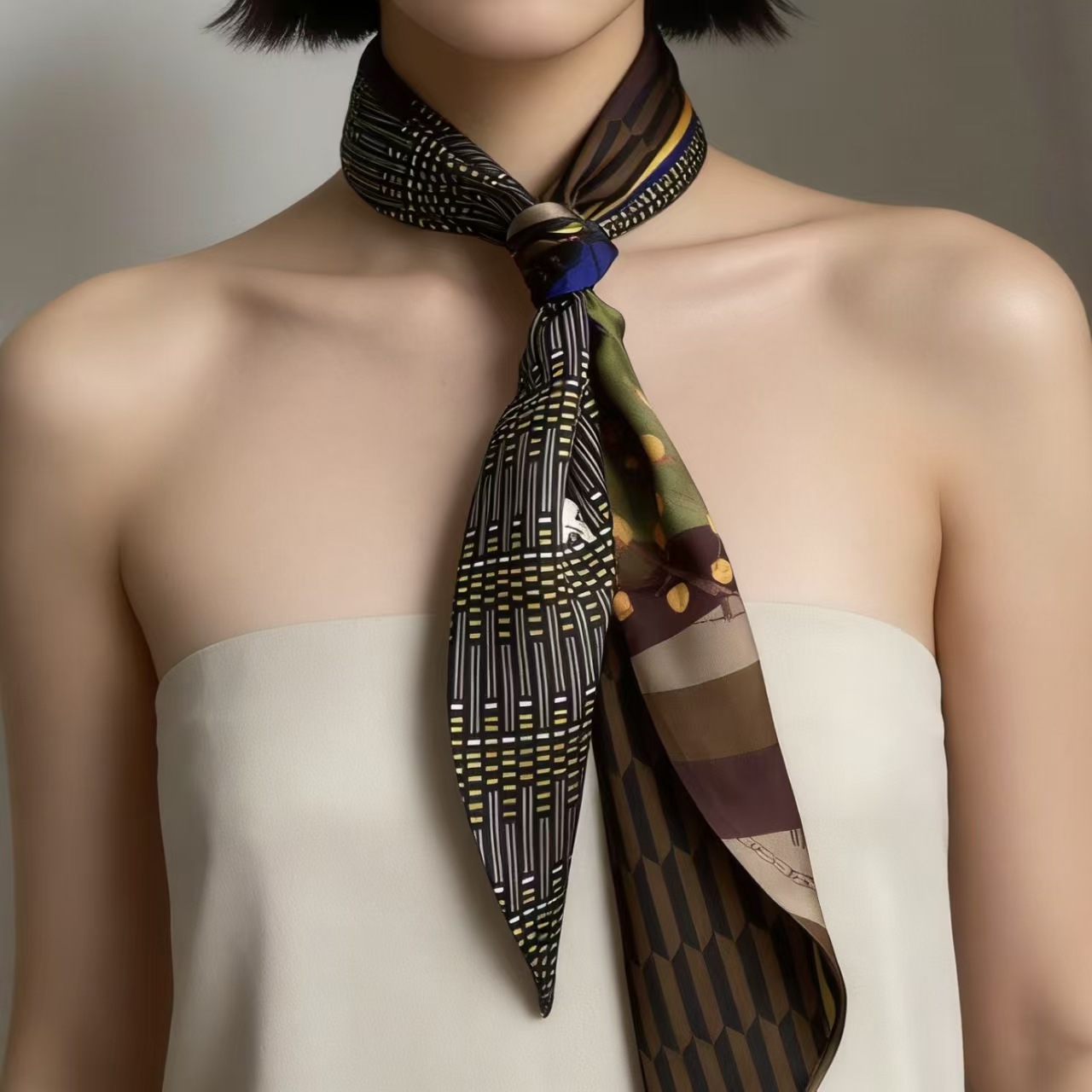 Luxury Print Long Hair Ribbon  – обзор и цена Ascot Neck Scarf