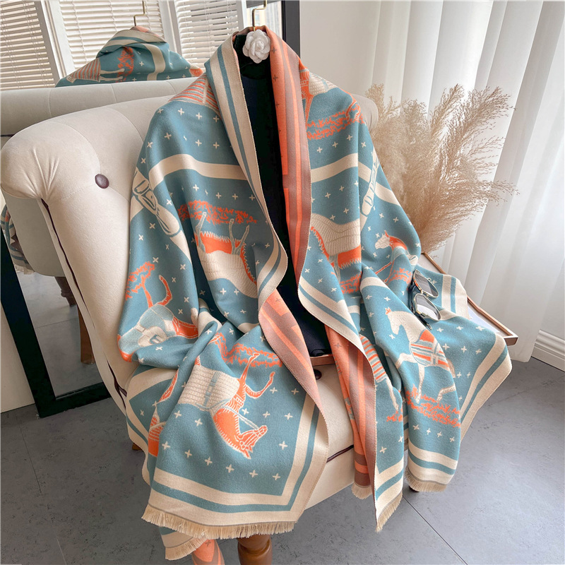 Luxury Horse Print Thick Cashm – обзор и цена Woven Scarf Blanket