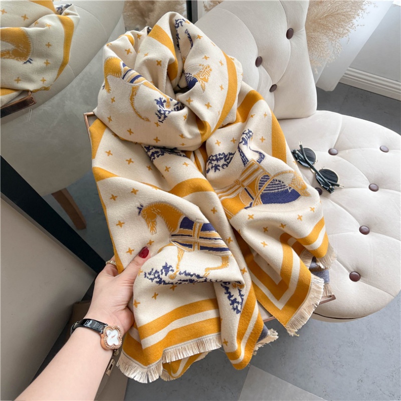 Luxury Horse Print Thick Cashm – обзор и цена Woven Scarf Blanket