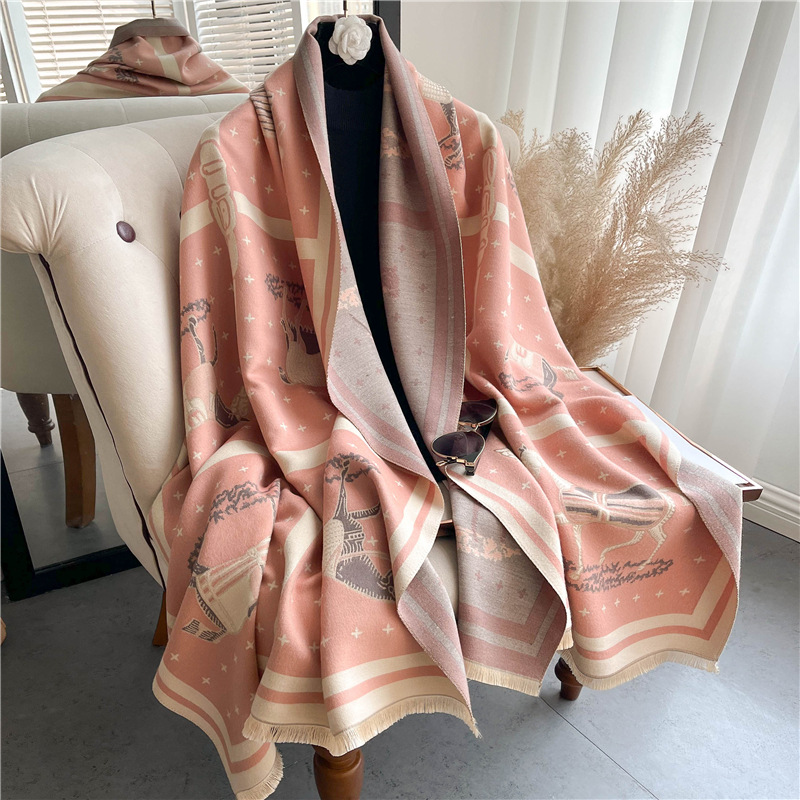 Luxury Horse Print Thick Cashm – обзор и цена Woven Scarf Blanket