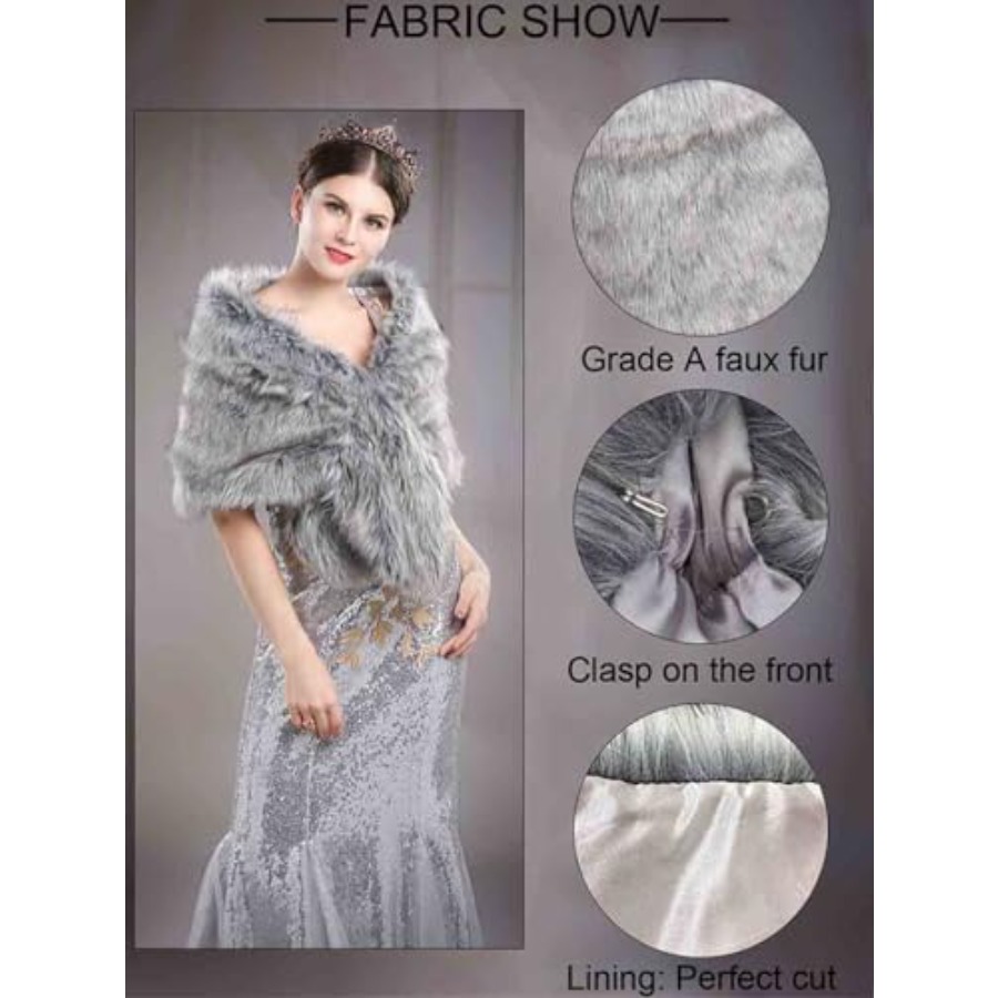 Aukmla Women's Wedding Fur Wra – обзор и цена Stole Wedding Shawl