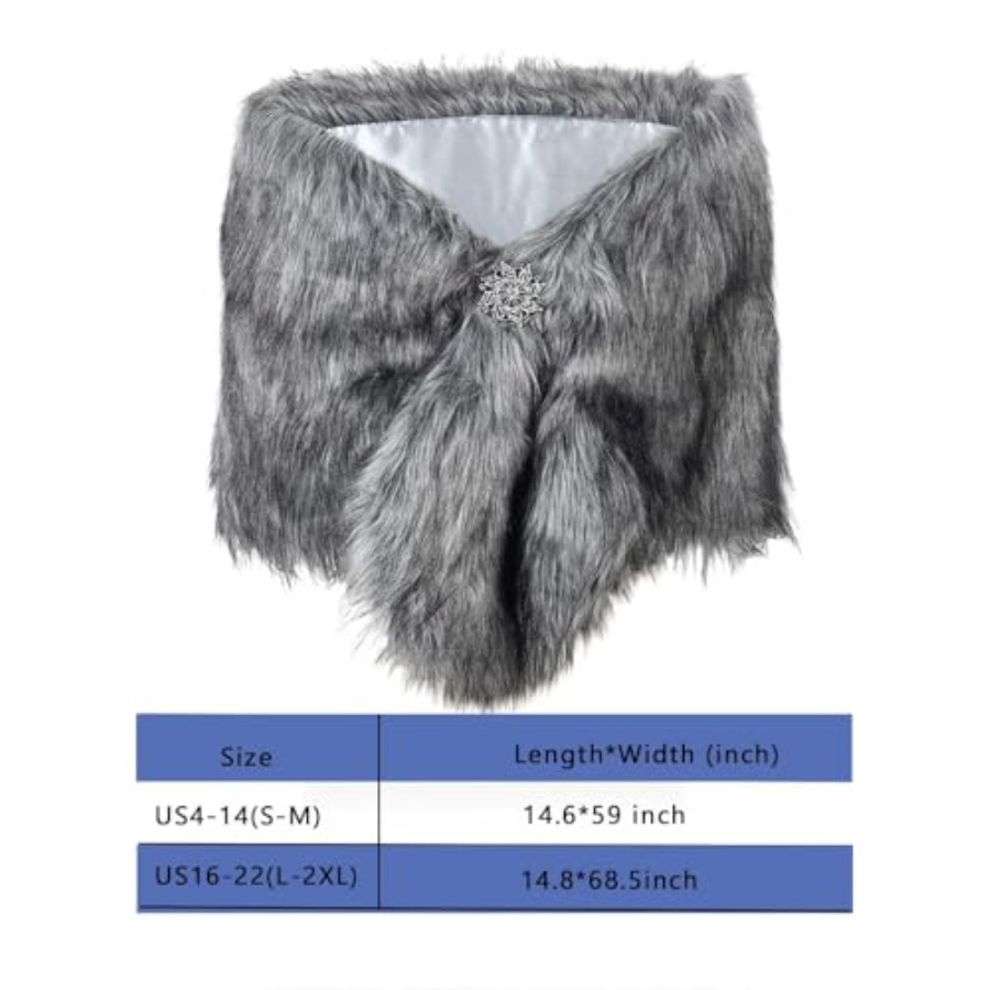 Aukmla Women's Wedding Fur Wra – обзор и цена Stole Wedding Shawl