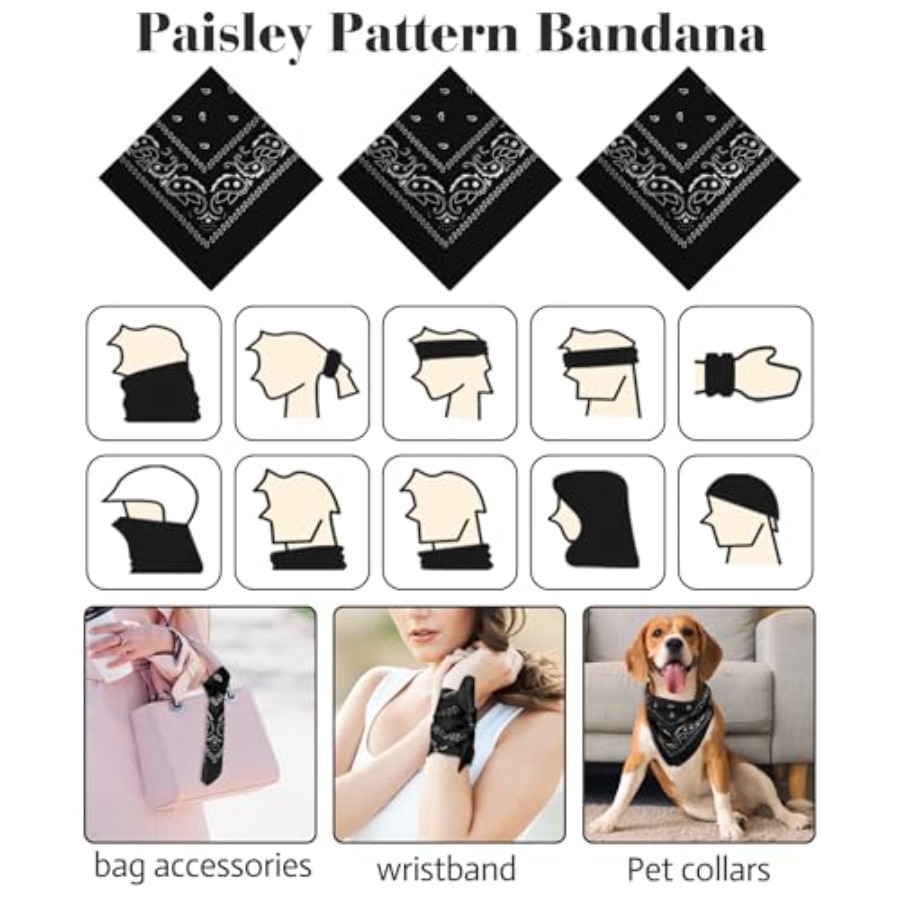 3/6/ Pack Bandanas for Women M – обзор и цена Handkerchief Cotton Men