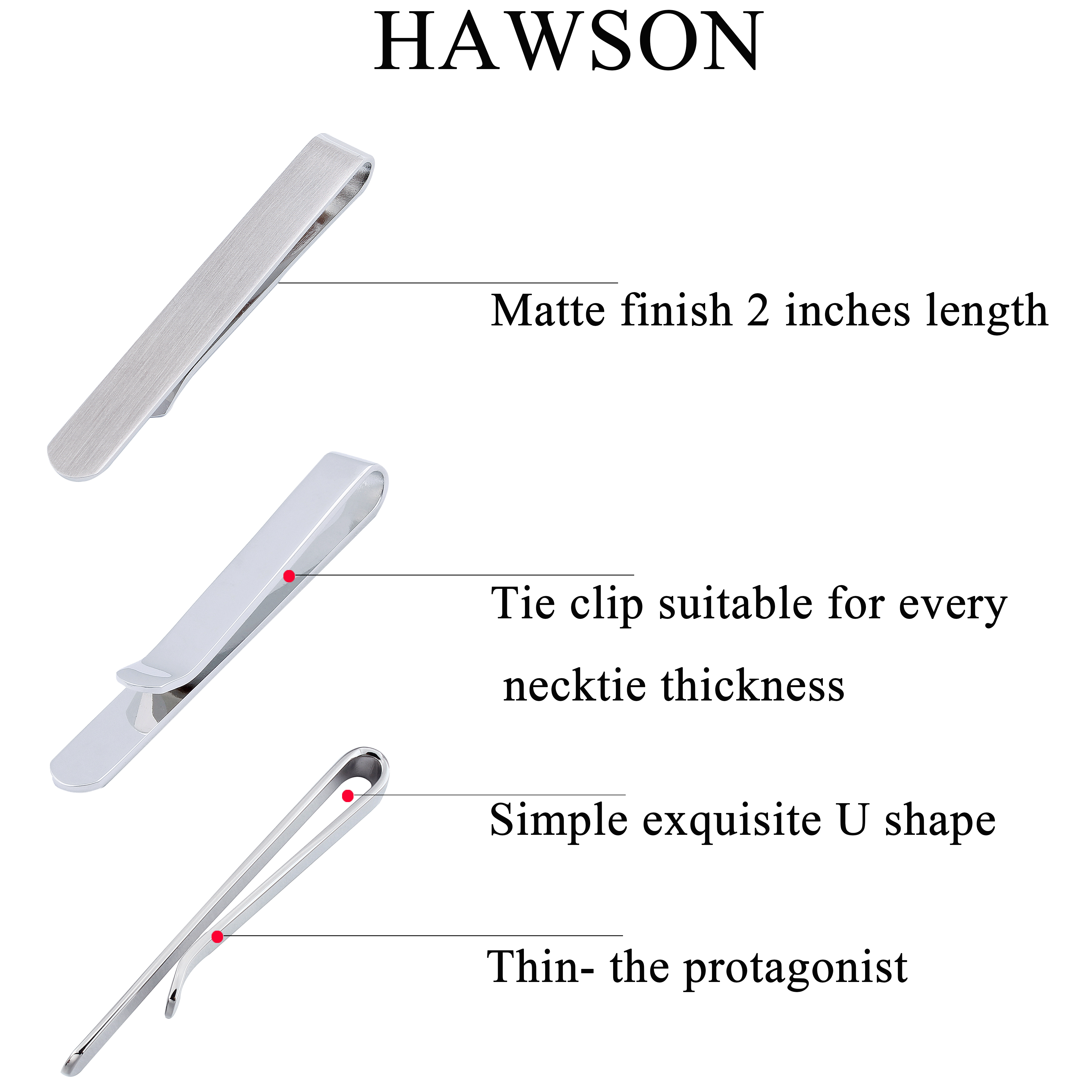 HAWSON 4pcs Skinny Tie Clip fo – обзор и цена Tie Bar Set Gift
