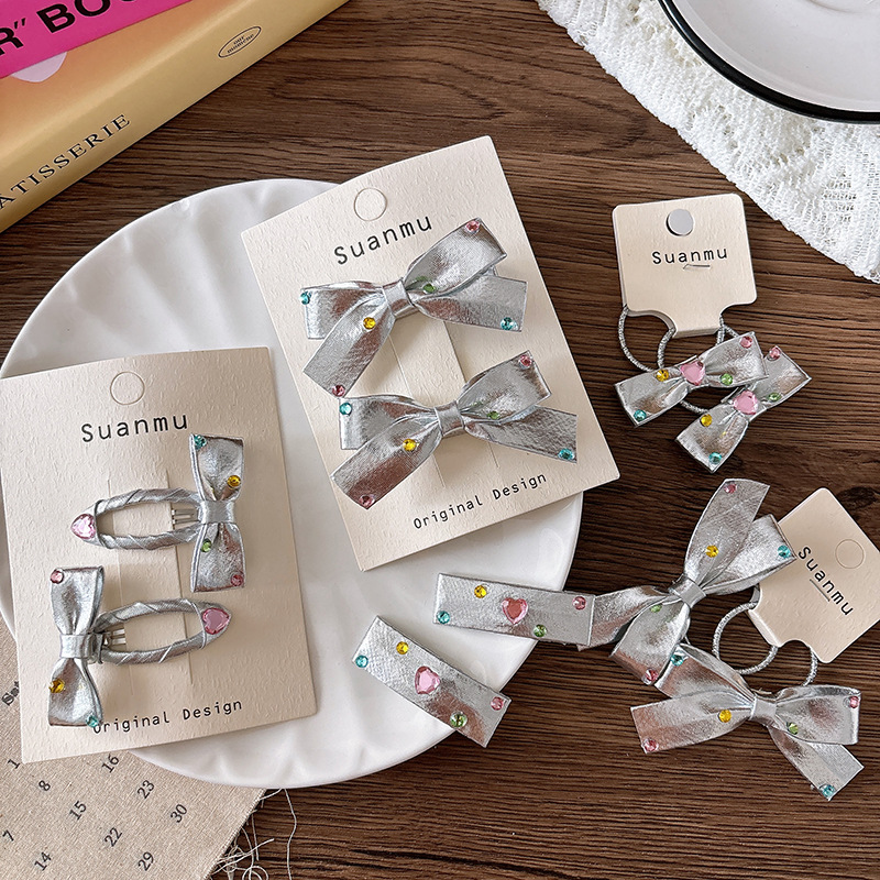 2pcs Diamond Bow Children's Ha – обзор и цена Tie Clip Silver