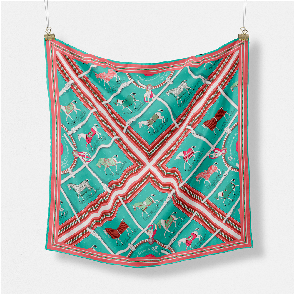53CM Brand Small Plaid Horse P – обзор и цена Scarf Silk Square