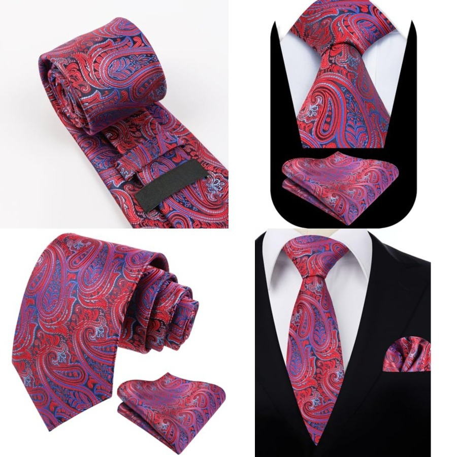 Mens Gradient Paisley Necktie  – обзор и цена Pocket Square Set