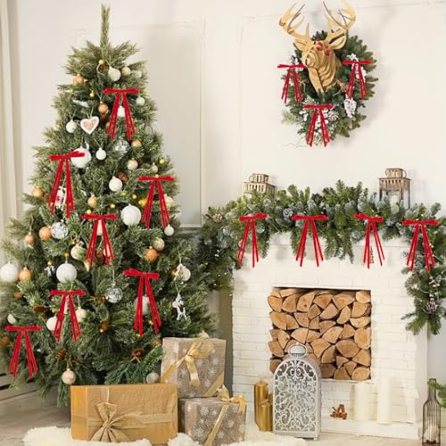 24 Pcs Christmas Bows for Tree – обзор и цена Bow Tie Pre Tied