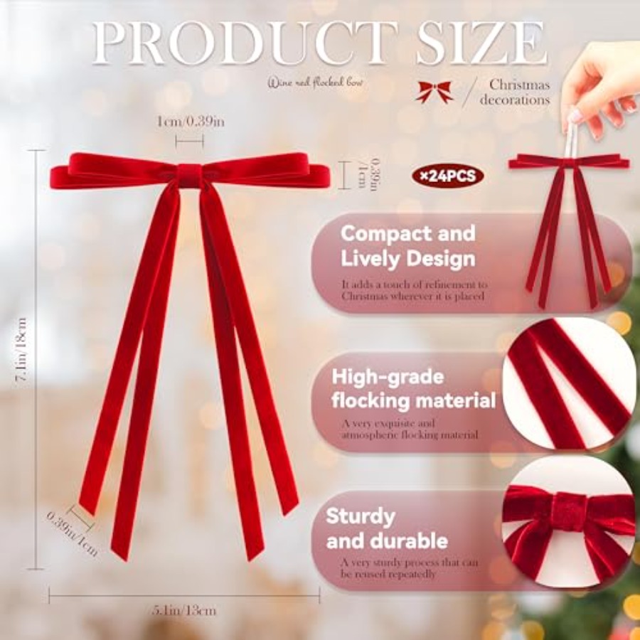 24 Pcs Christmas Bows for Tree – обзор и цена Bow Tie Pre Tied