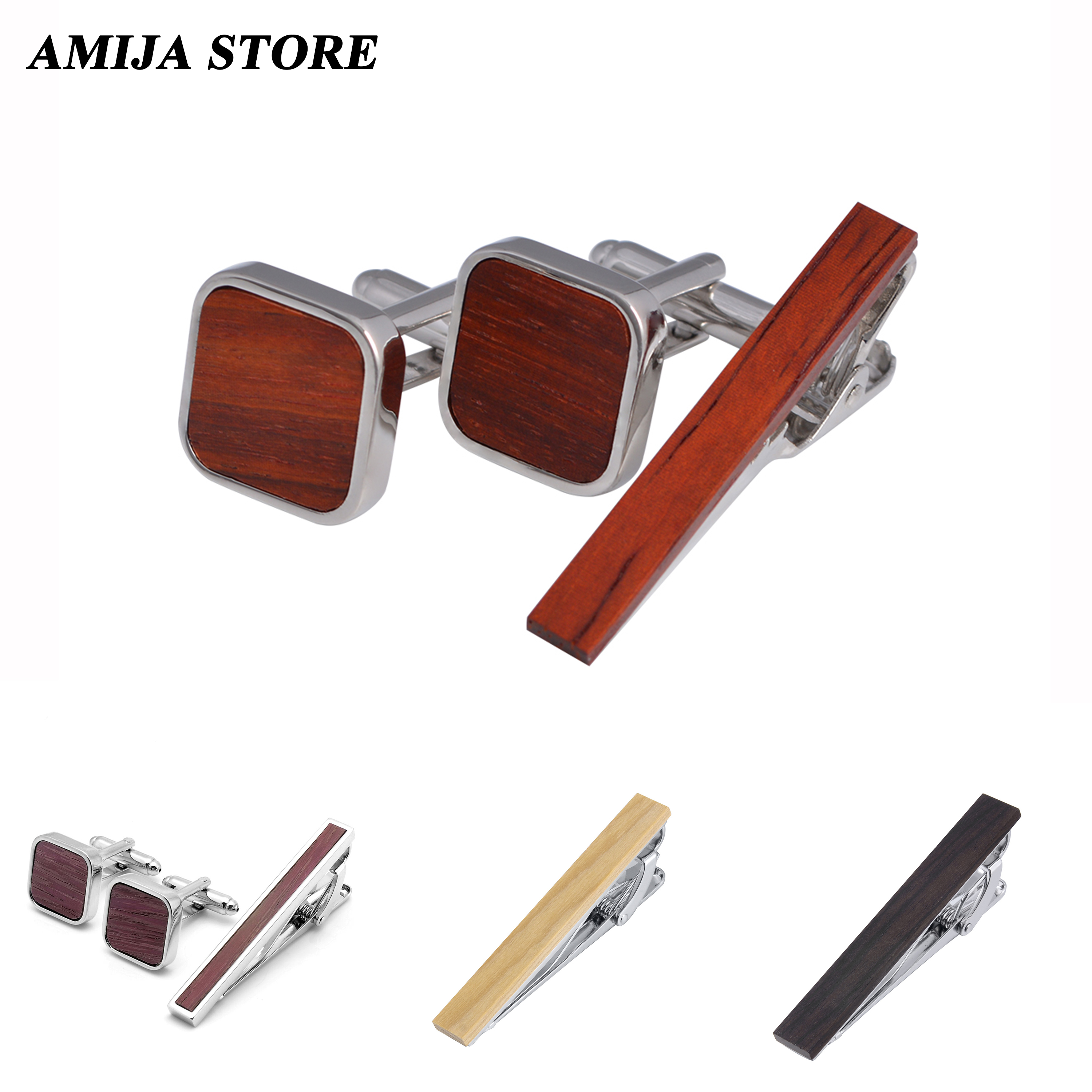 High Quality Wooden Cufflinks  – обзор и цена Tie Bar Set Gift