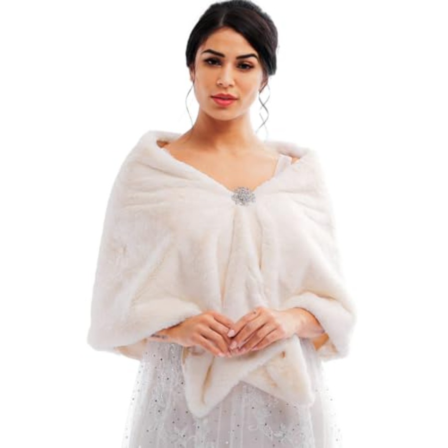 Bride Wedding Faux Fur Shawls  – обзор и цена Stole Wedding Shawl