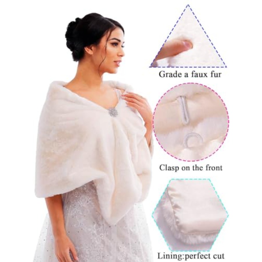 Bride Wedding Faux Fur Shawls  – обзор и цена Stole Wedding Shawl