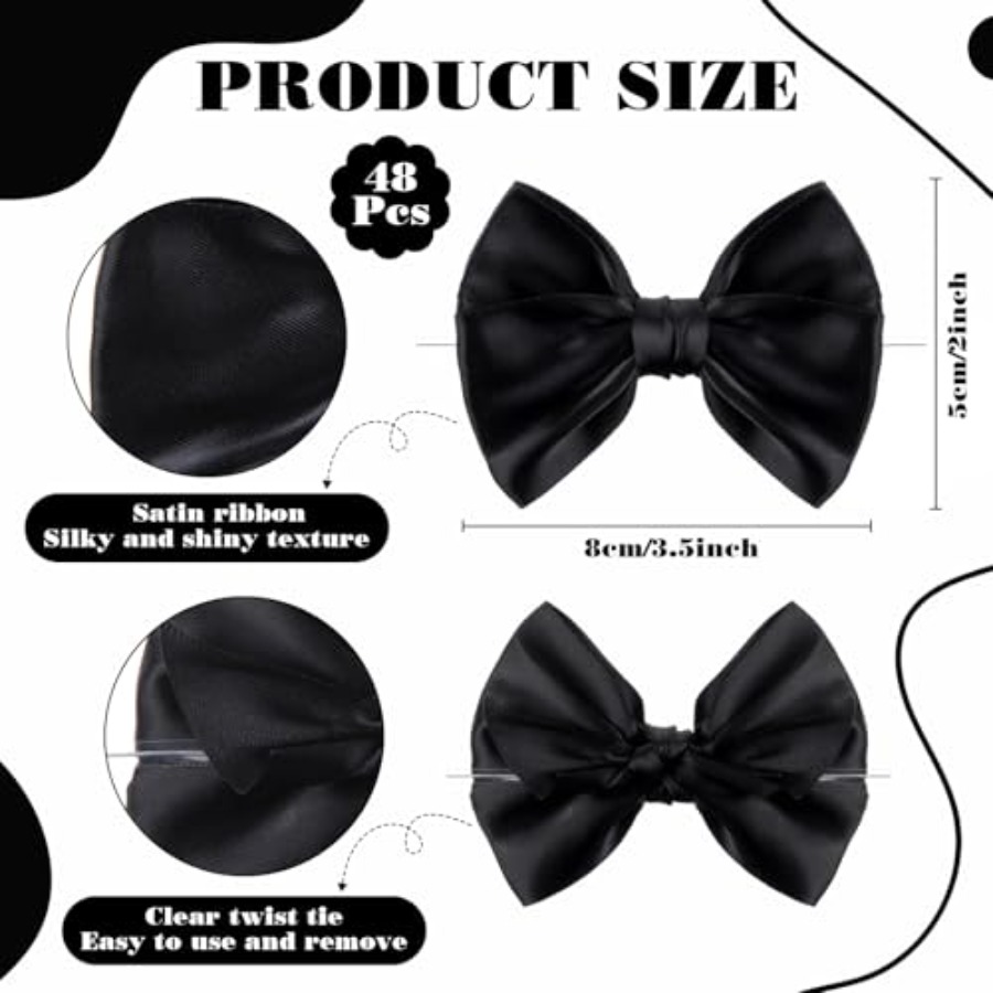 Black 48 Pcs 3.5 Inch Bows wit – обзор и цена Bow Tie Pre Tied