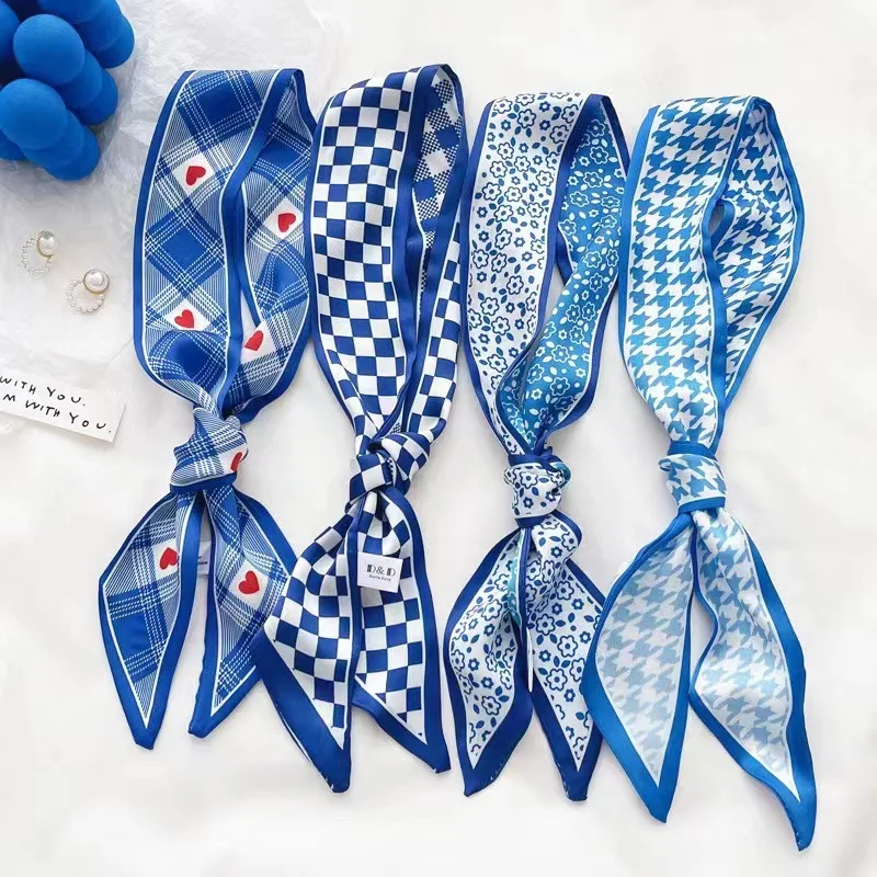 Klein blue silk scarf new chec – обзор и цена Silk Neck Scarf